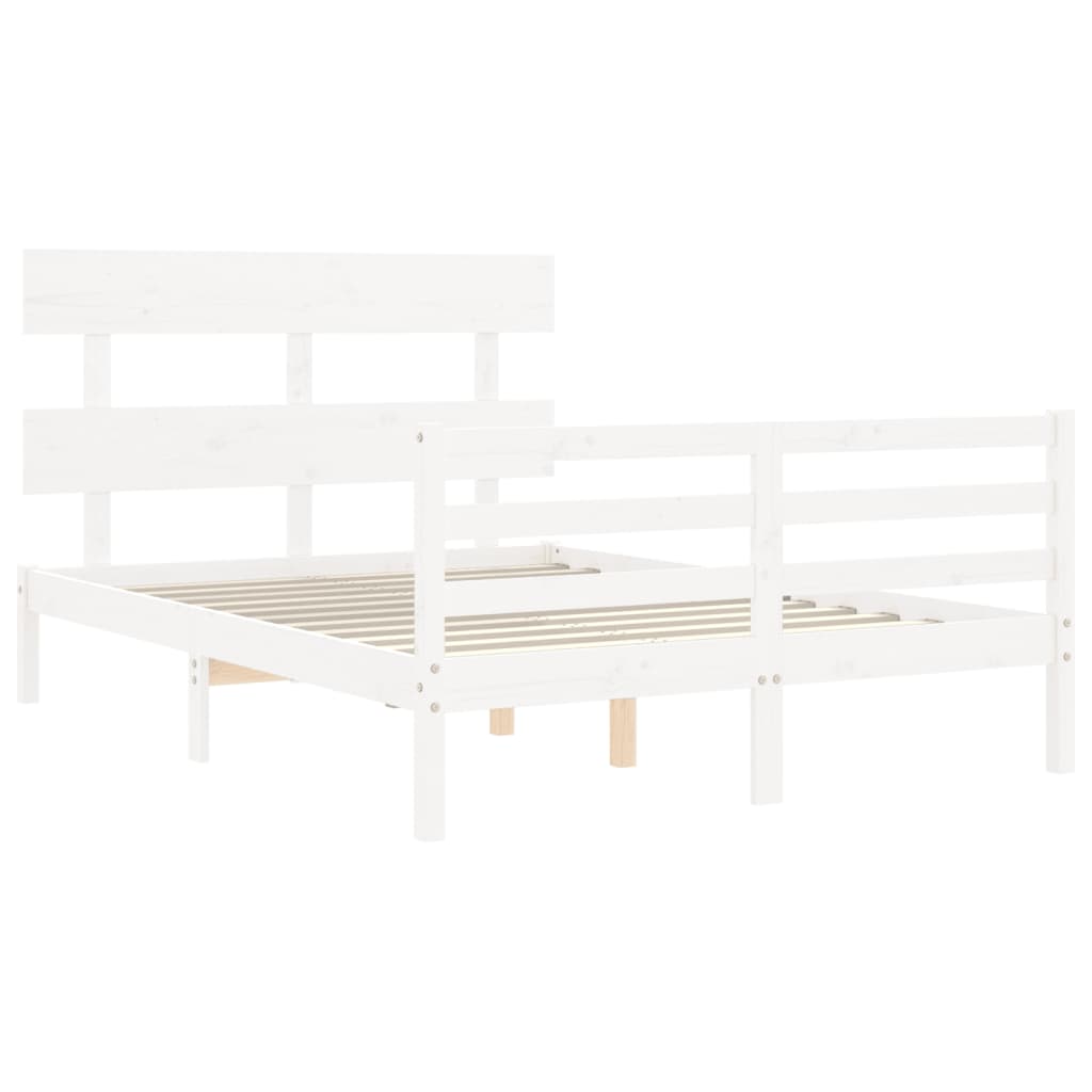 Cadre de lit sans matelas blanc 140x190 cm bois massif