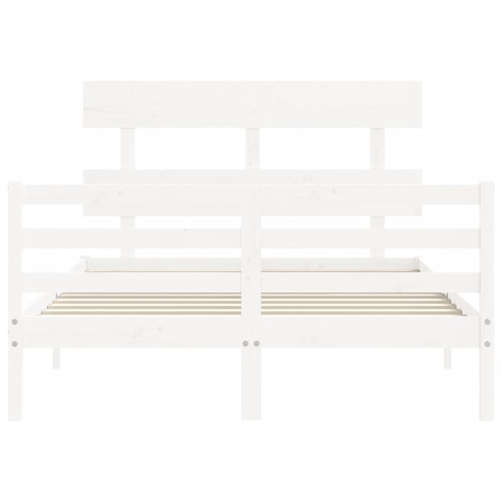 Cadre de lit sans matelas blanc 140x190 cm bois massif