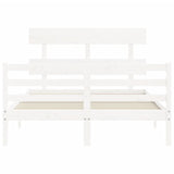 Cadre de lit sans matelas blanc 140x190 cm bois massif