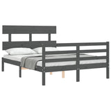 Cadre de lit sans matelas gris 140x190 cm bois massif