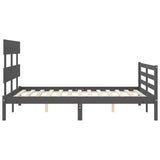 Cadre de lit sans matelas gris 140x190 cm bois massif