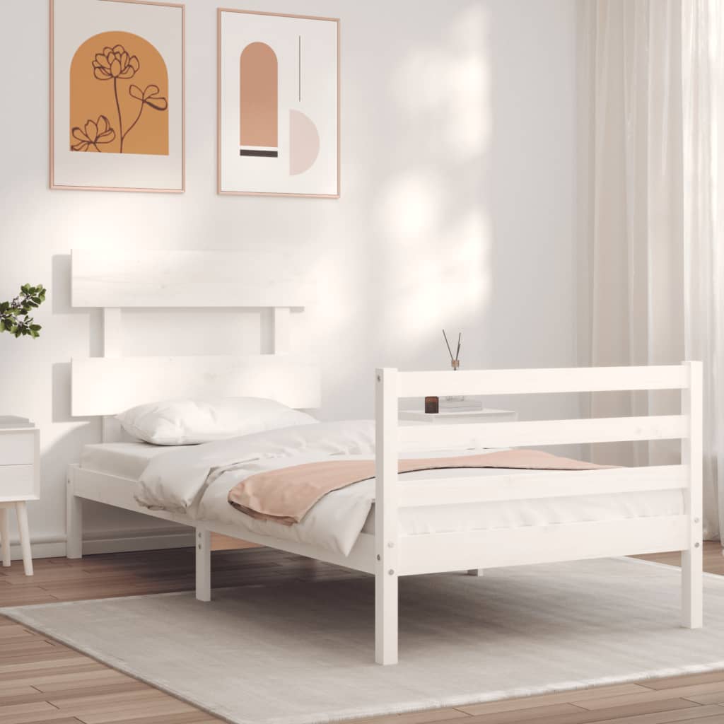 Bed frame without mattress white 90x200 cm solid wood