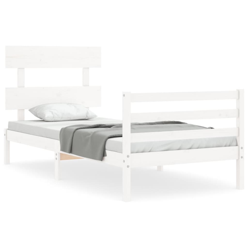 Cadre de lit sans matelas blanc 100x200 cm bois massif