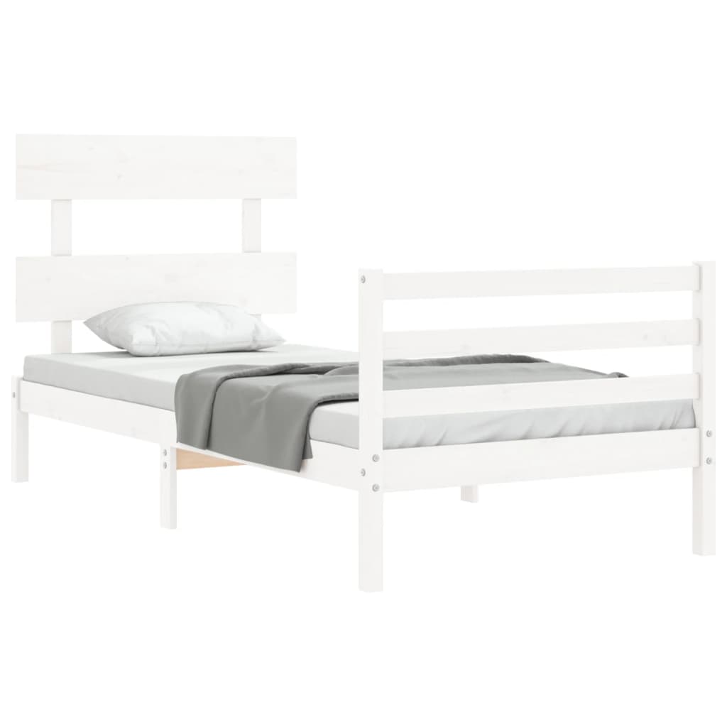 Cadre de lit sans matelas blanc 100x200 cm bois massif