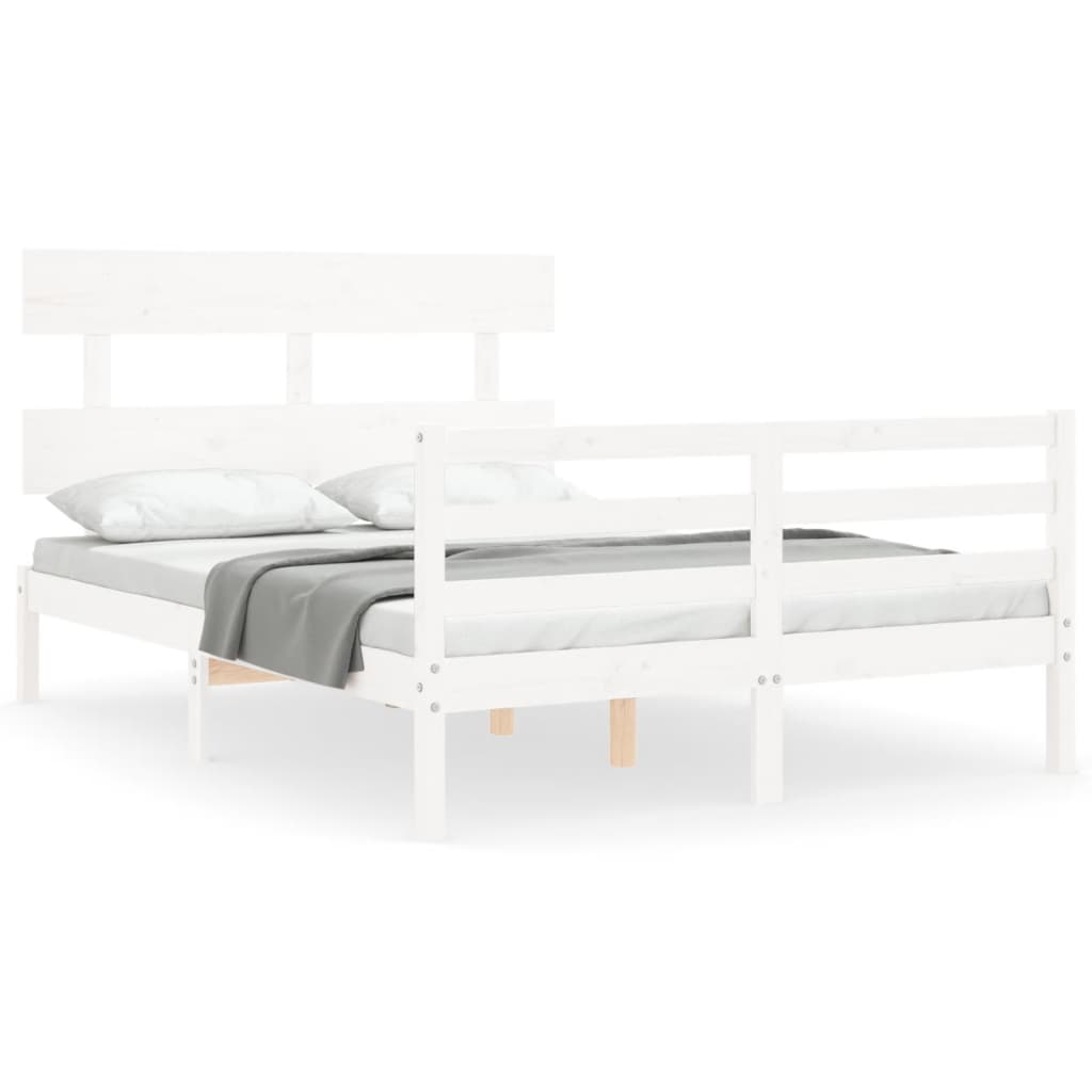 Cadre de lit sans matelas blanc 140x200 cm bois massif