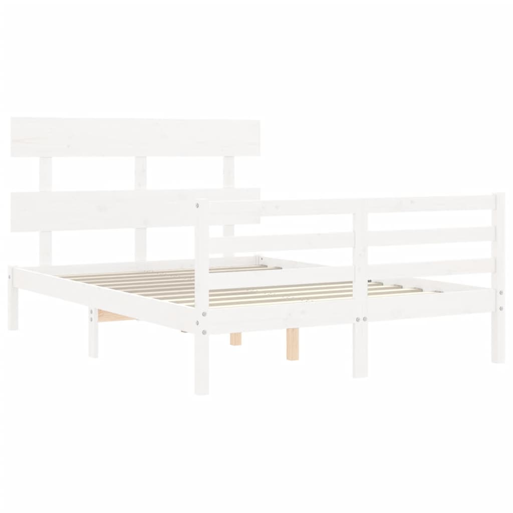 Cadre de lit sans matelas blanc 140x200 cm bois massif