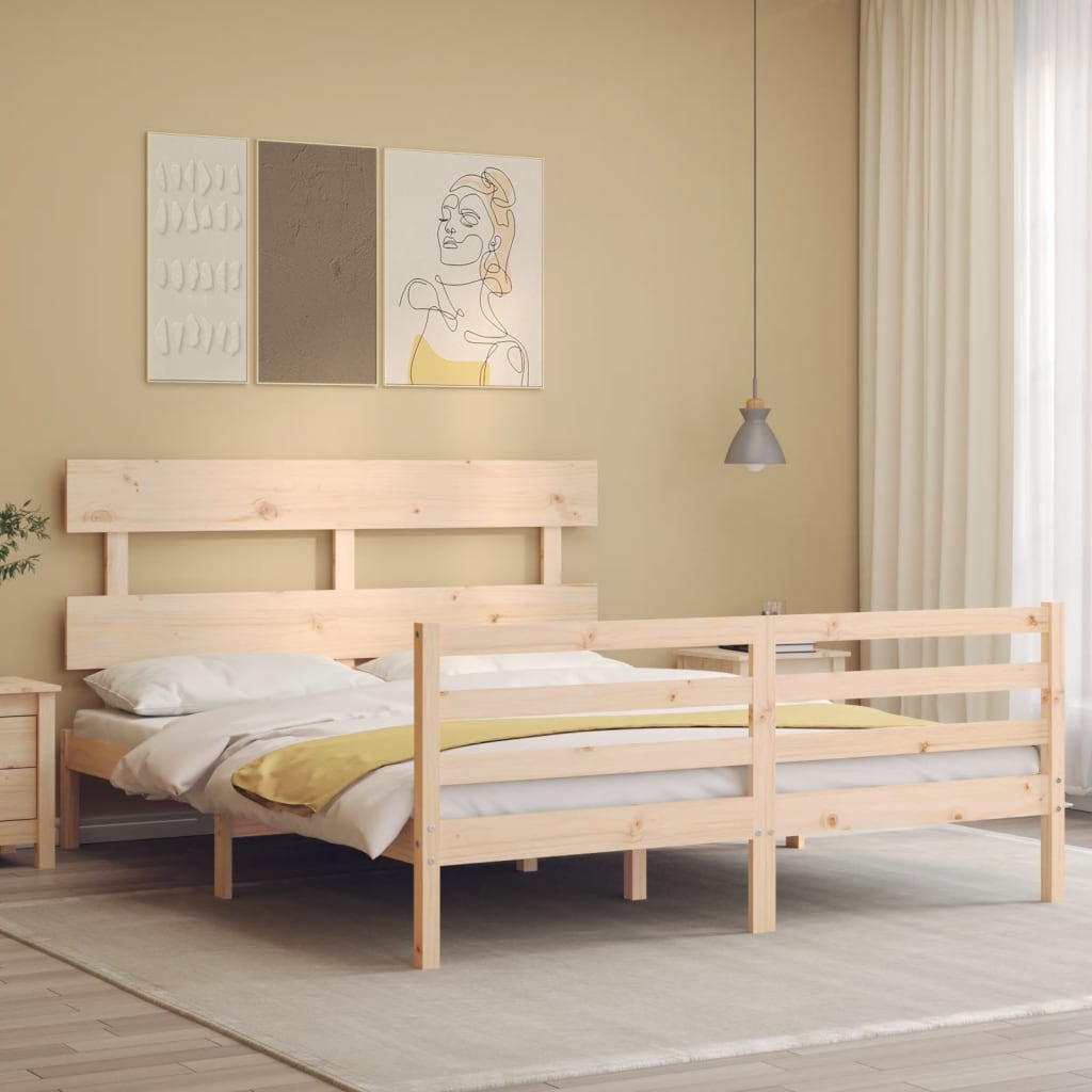 Bed frame without mattress 160x200 cm solid wood