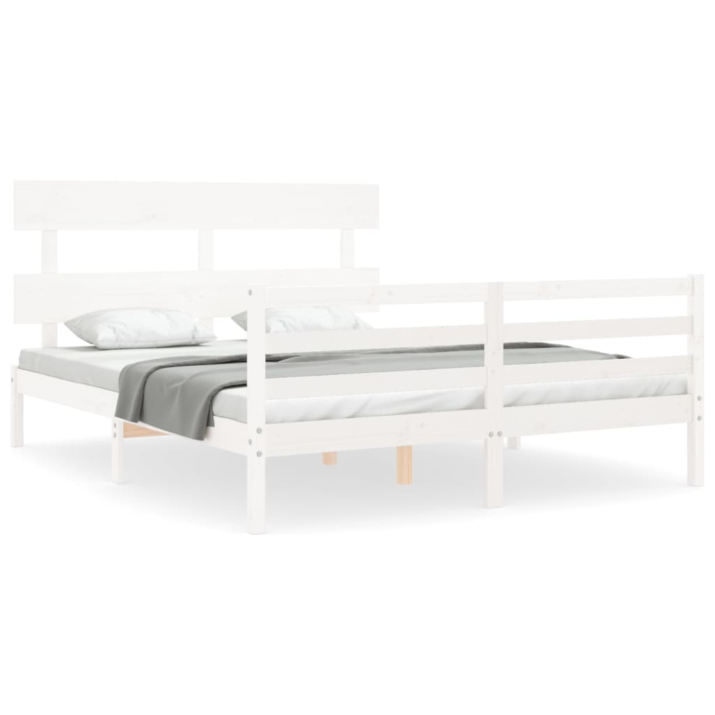 Cadre de lit sans matelas blanc 160x200 cm bois massif