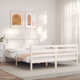 Cadre de lit sans matelas blanc 160x200 cm bois massif