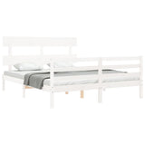 Cadre de lit sans matelas blanc 160x200 cm bois massif