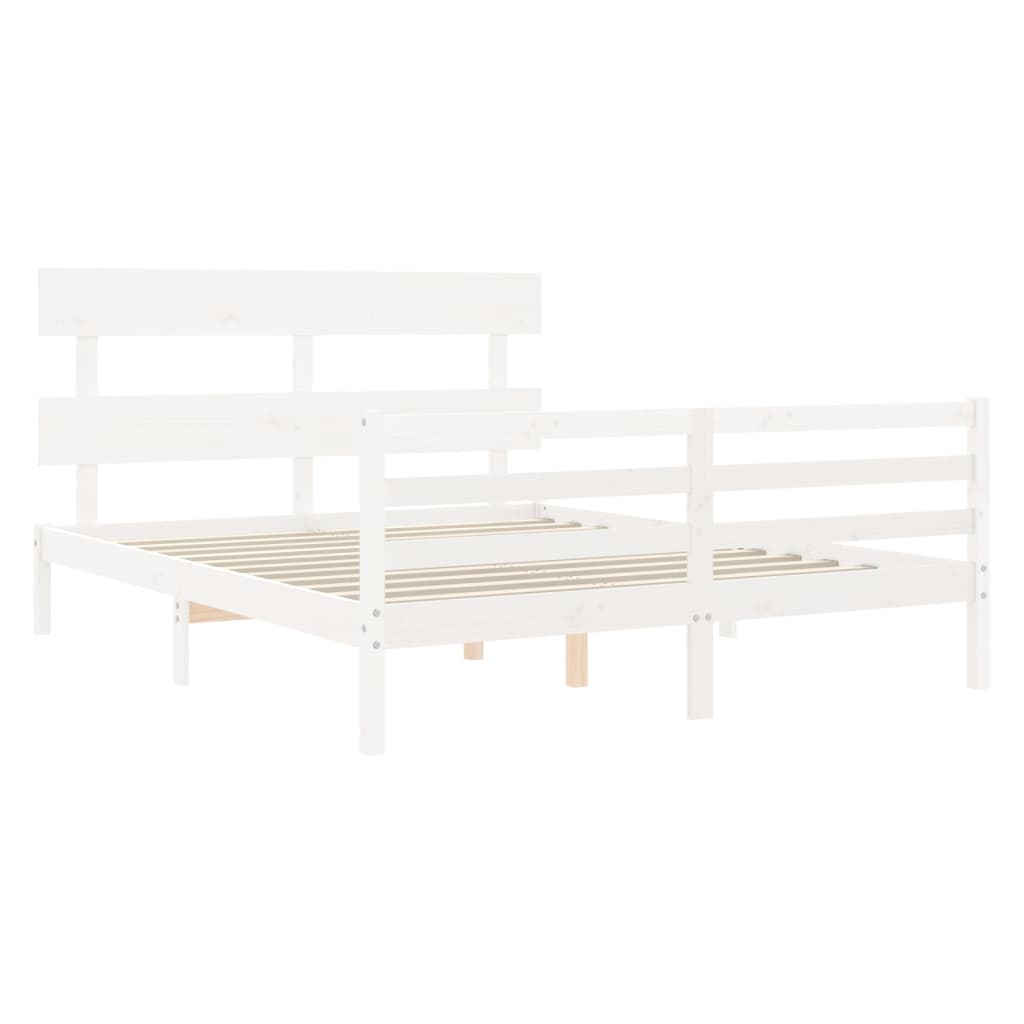 Cadre de lit sans matelas blanc 160x200 cm bois massif