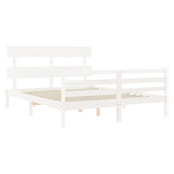 Cadre de lit sans matelas blanc 160x200 cm bois massif