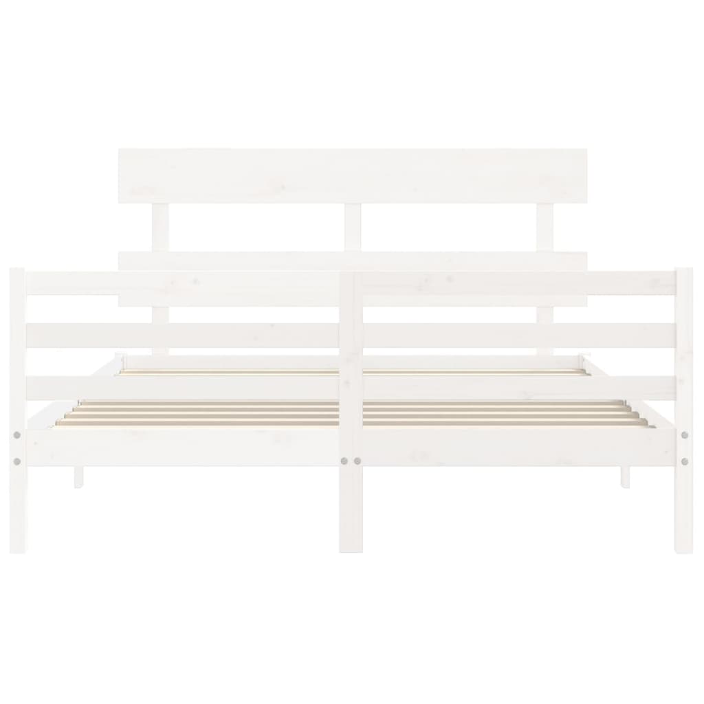 Cadre de lit sans matelas blanc 160x200 cm bois massif