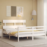 Cadre de lit sans matelas blanc 160x200 cm bois massif