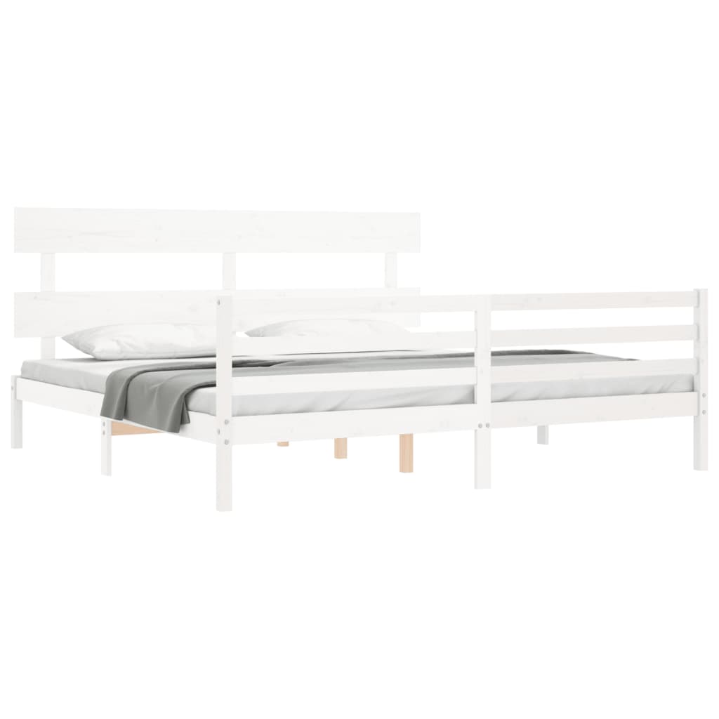 Cadre de lit sans matelas blanc bois massif