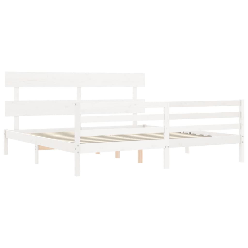 Cadre de lit sans matelas blanc bois massif