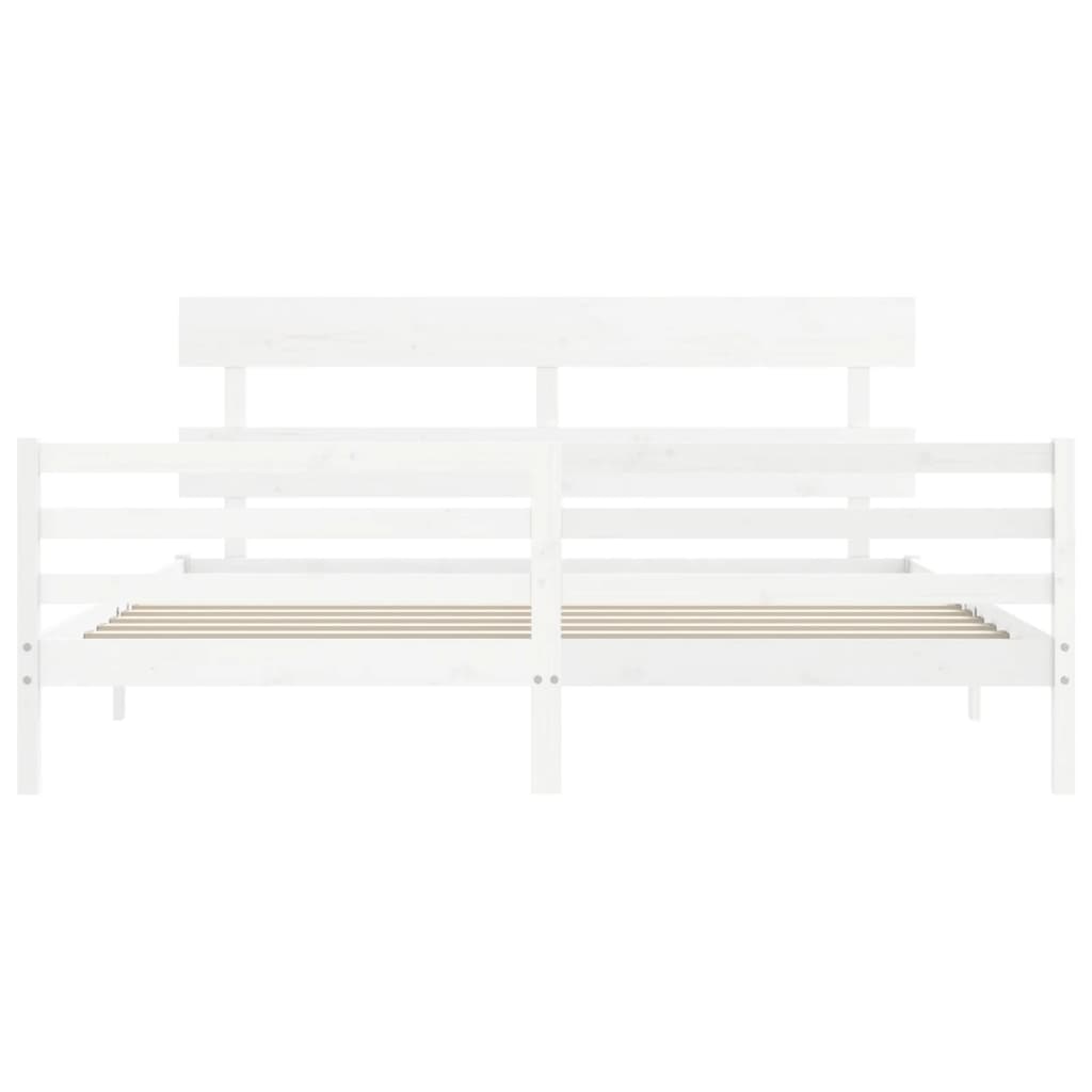 Cadre de lit sans matelas blanc bois massif