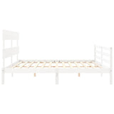 Cadre de lit sans matelas blanc bois massif