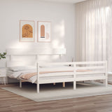 Cadre de lit sans matelas blanc 200x200 cm bois massif