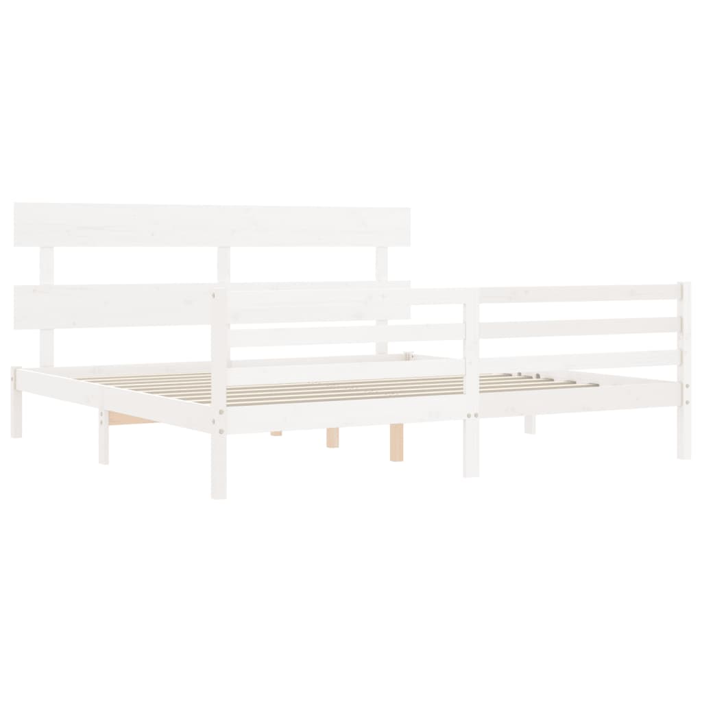 Cadre de lit sans matelas blanc 200x200 cm bois massif