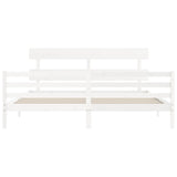 Cadre de lit sans matelas blanc 200x200 cm bois massif