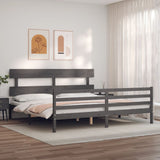 Cadre de lit sans matelas gris 200x200 cm bois massif