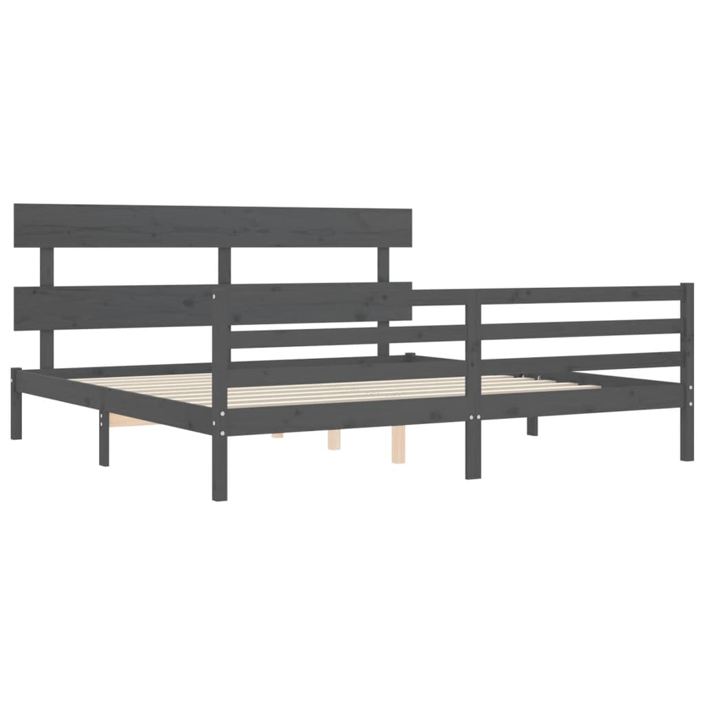 Cadre de lit sans matelas gris 200x200 cm bois massif