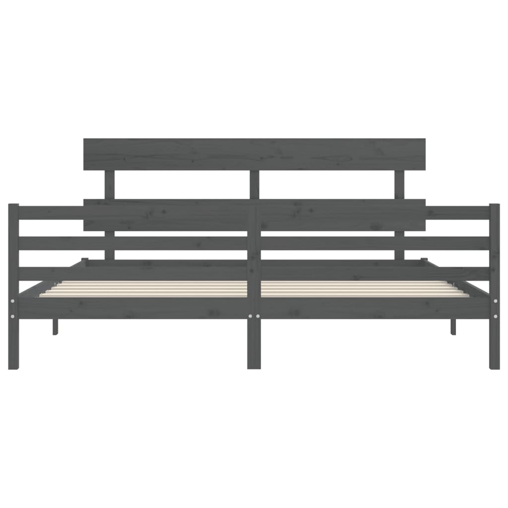 Cadre de lit sans matelas gris 200x200 cm bois massif