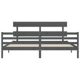 Cadre de lit sans matelas gris 200x200 cm bois massif