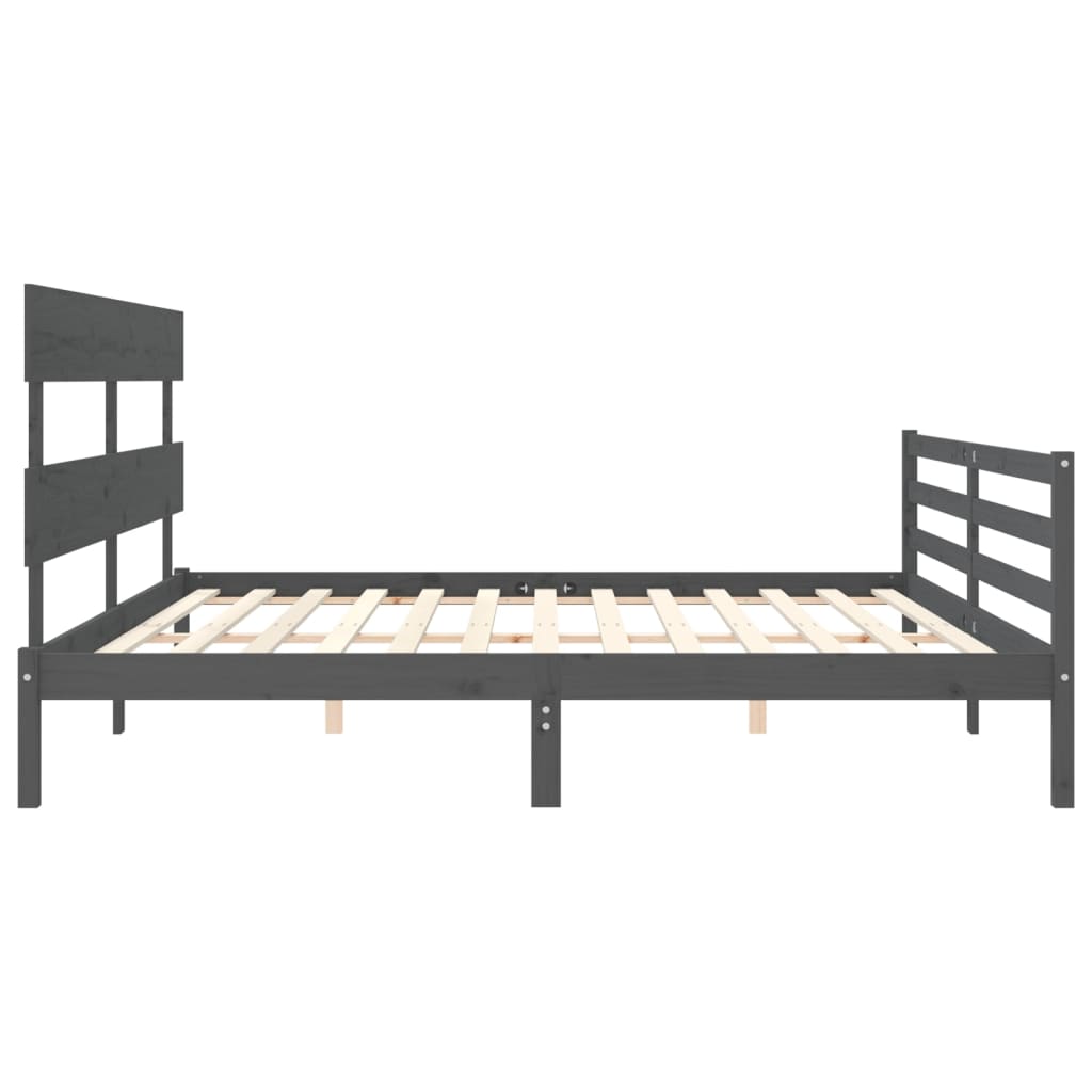 Cadre de lit sans matelas gris 200x200 cm bois massif