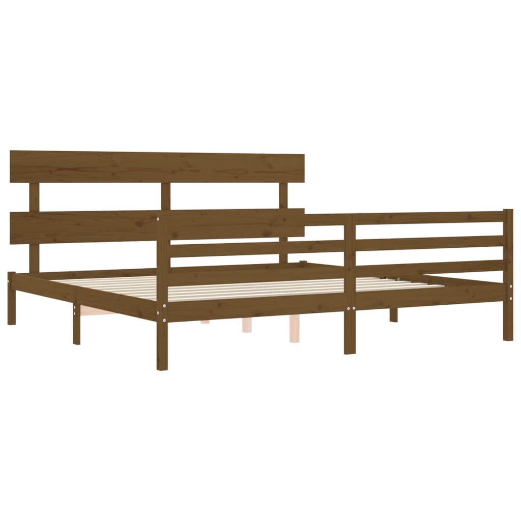 Cadre de lit sans matelas marron miel 200x200 cm bois massif