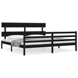 Cadre de lit sans matelas noir 200x200 cm bois massif