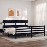 Cadre de lit sans matelas noir 200x200 cm bois massif