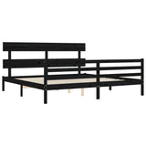 Cadre de lit sans matelas noir 200x200 cm bois massif