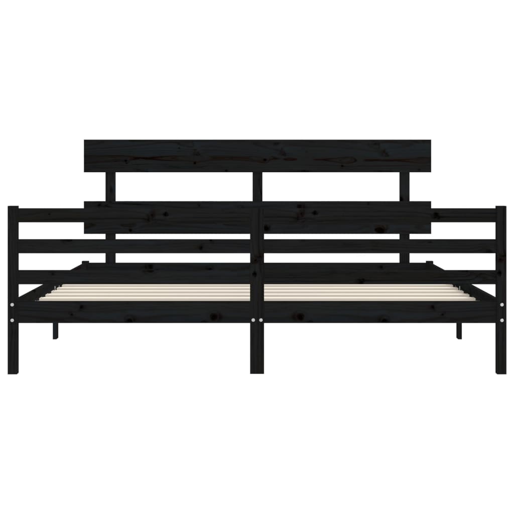 Cadre de lit sans matelas noir 200x200 cm bois massif