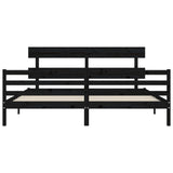 Cadre de lit sans matelas noir 200x200 cm bois massif