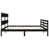 Cadre de lit sans matelas noir 200x200 cm bois massif