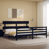 Cadre de lit sans matelas noir 200x200 cm bois massif