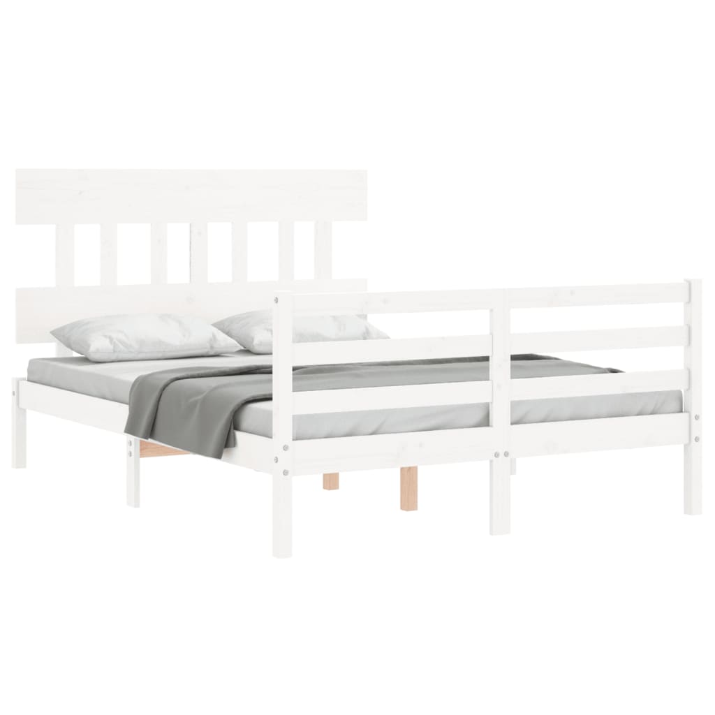 Cadre de lit sans matelas blanc bois massif