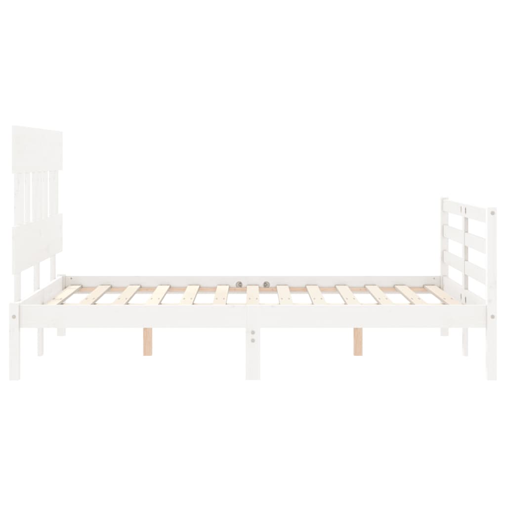 Cadre de lit sans matelas blanc bois massif