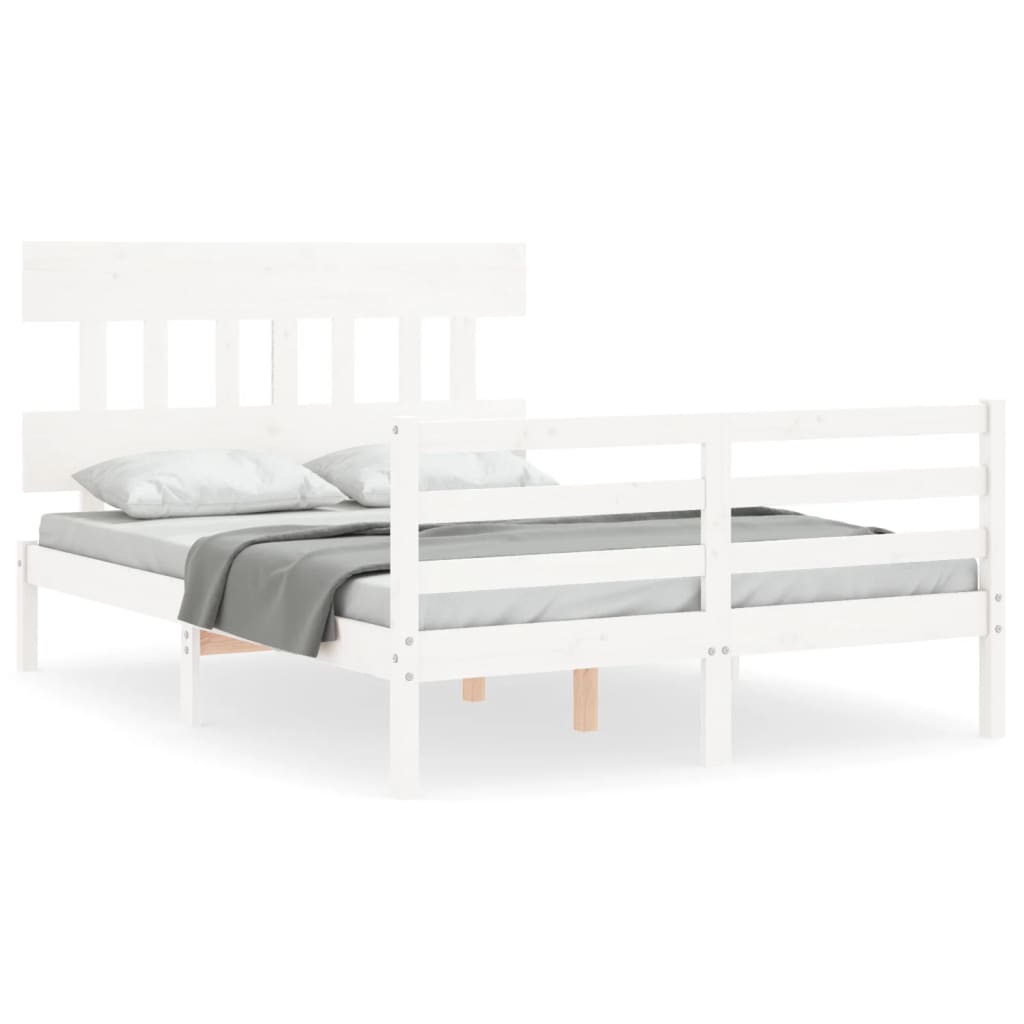 Cadre de lit sans matelas blanc bois massif