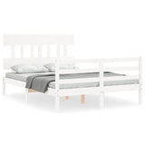 Cadre de lit sans matelas blanc bois massif