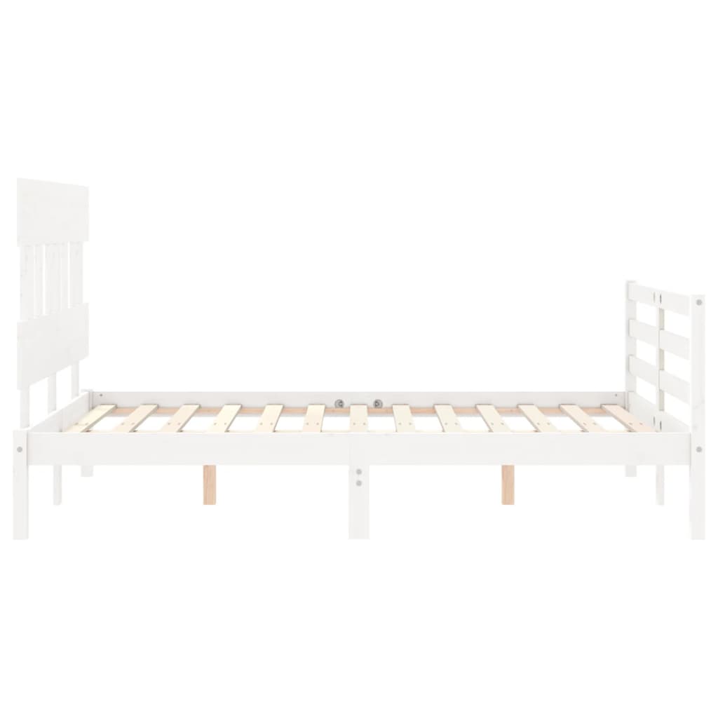 Cadre de lit sans matelas blanc bois massif