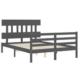 Cadre de lit sans matelas gris bois massif