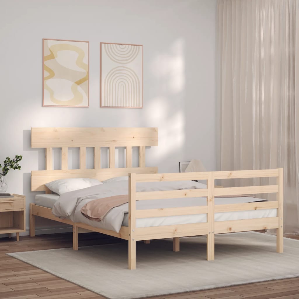 Bed frame without mattress 140x190 cm solid wood