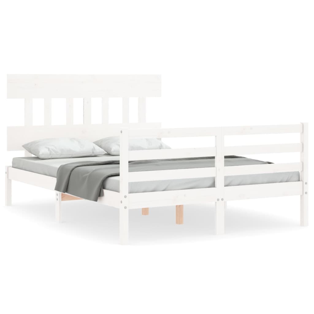 Cadre de lit sans matelas blanc 140x190 cm bois massif