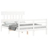 Cadre de lit sans matelas blanc 140x190 cm bois massif