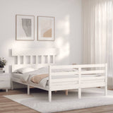 Cadre de lit sans matelas blanc 140x190 cm bois massif