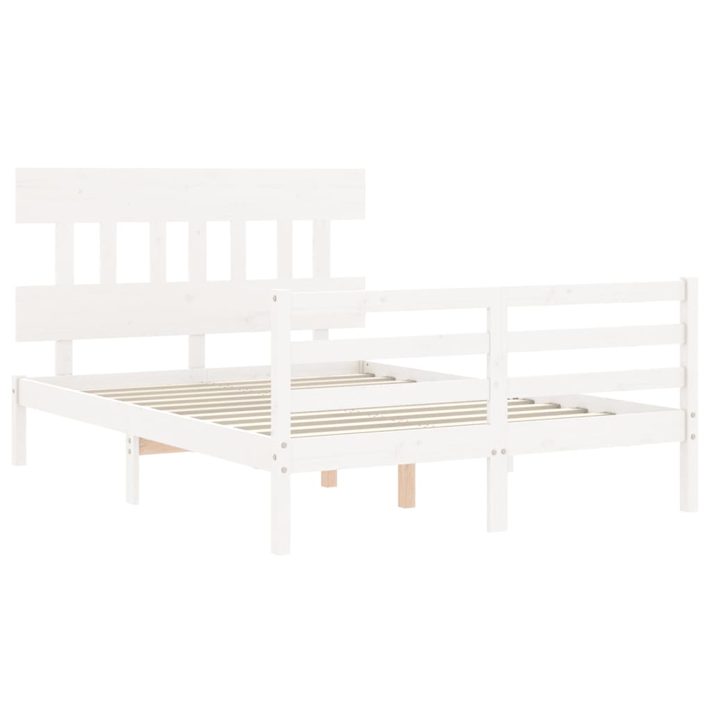 Cadre de lit sans matelas blanc 140x190 cm bois massif