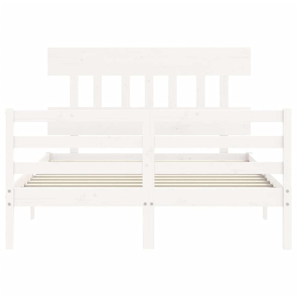 Cadre de lit sans matelas blanc 140x190 cm bois massif